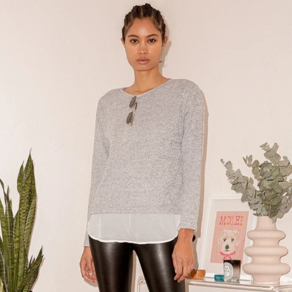 Lulus Keep Me Company Grey Sweater Top
